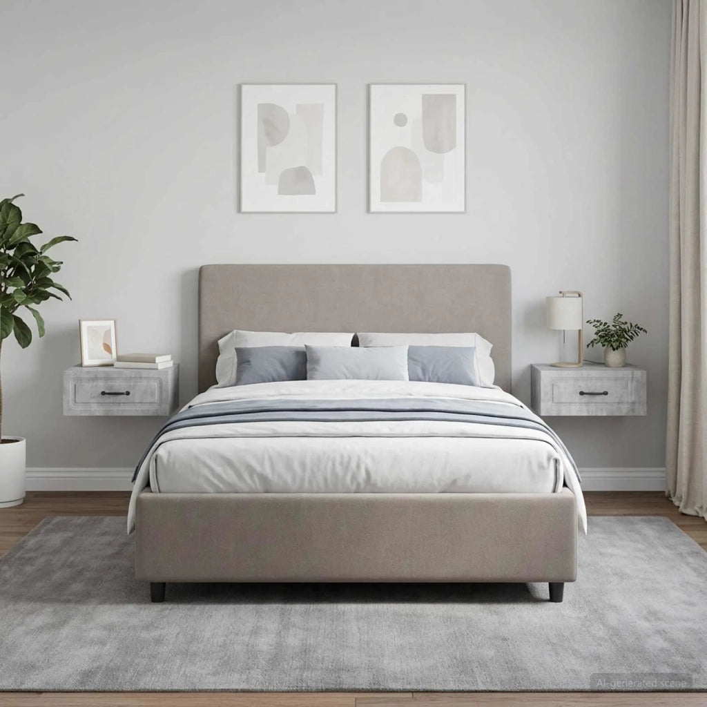 Mobiletto da notte a muro con cassetto 2 pcs Grigio Cemento 899302