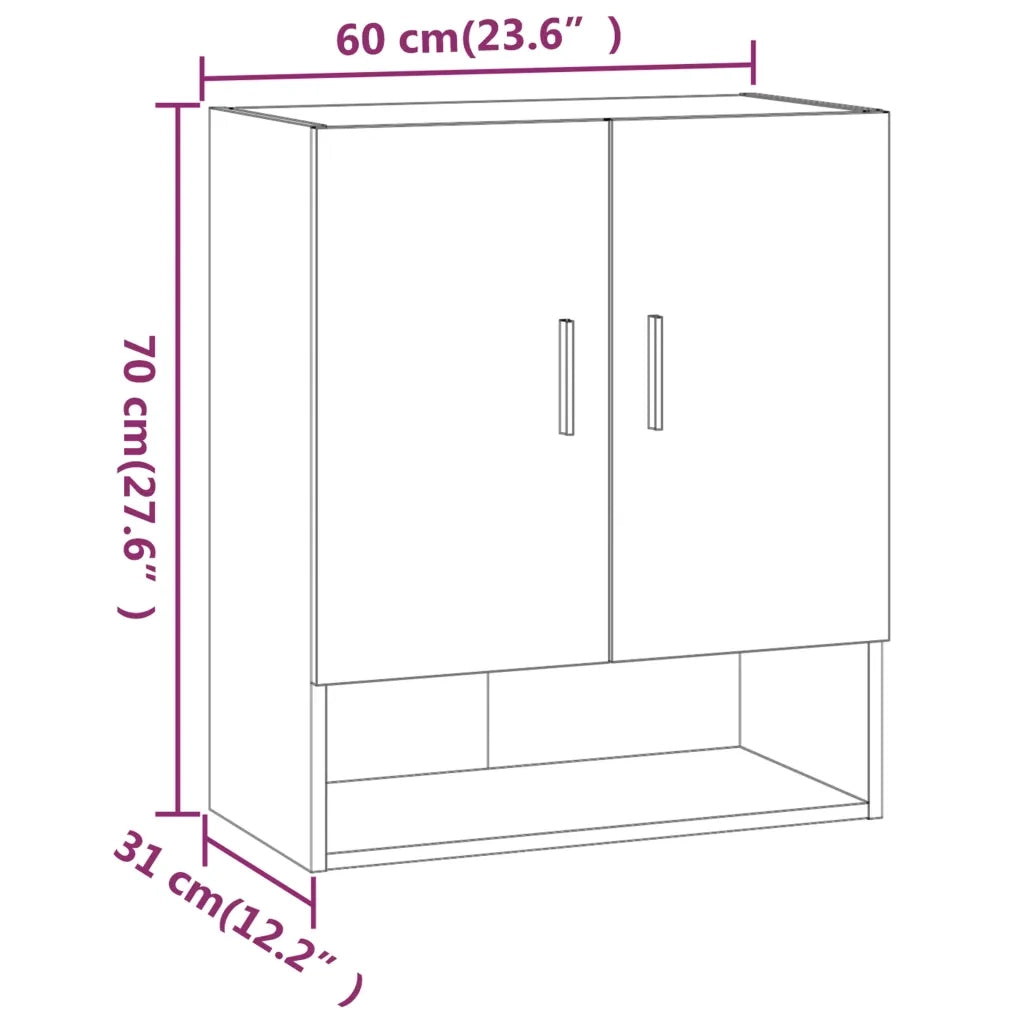 Armadietto a Muro Rovere Fumo 60x31x70 cm in Legno Multistrato 817585