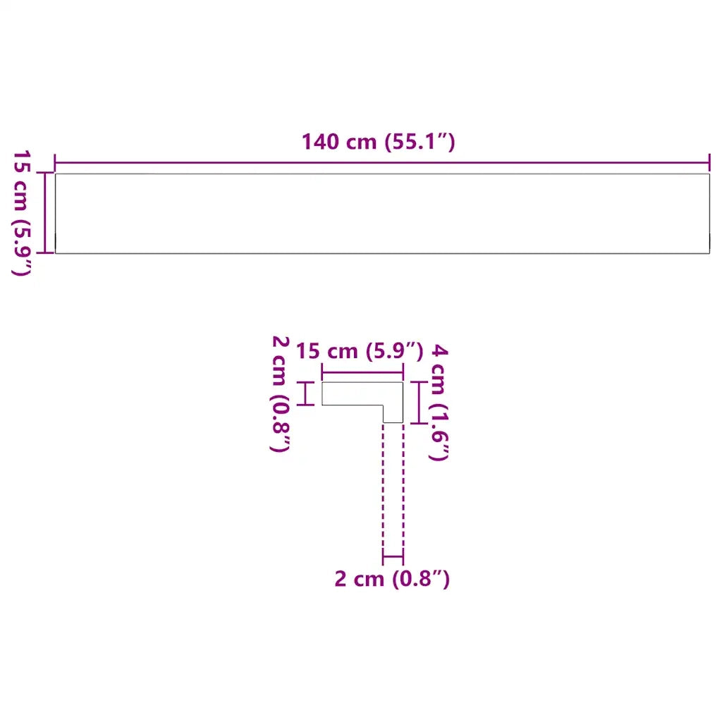 Davanzali 2 pz Non Trattati 140x15x2cm Legno Massello di Rovere CFW6878333