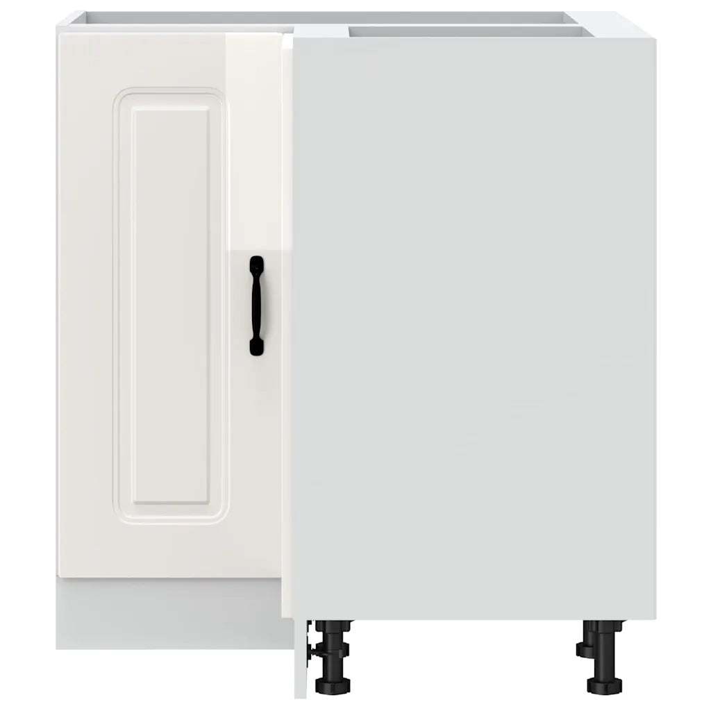 Mobile angolare da cucina moderno design salvaspazio 75,5 x 75,5 x 81,5 cm pratico vano contenitore in legno composito bianco lucido 02_0049932
