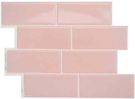 Tegli 3D da incollare per cucina e bagno – Metro Pink, 5 pezzi (29,34 x 21,28 cm), impermeabili, facili da installare, realizzati in Canada