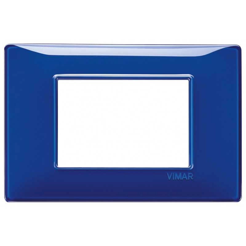 14653.50 Placca 3 Moduli Colore Reflex Zaffiro Plana