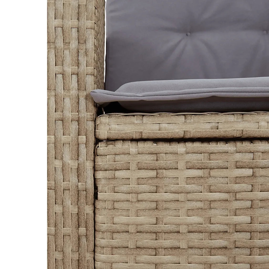Set Pranzo da Giardino 9 pz con Cuscini Beige Misto Polyrattan
