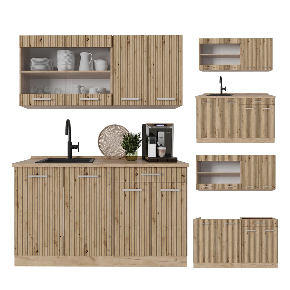 Vicco Cucina monoblocco Rovere artigianale/rovere Goldkraft 140 cm , PL Rovere