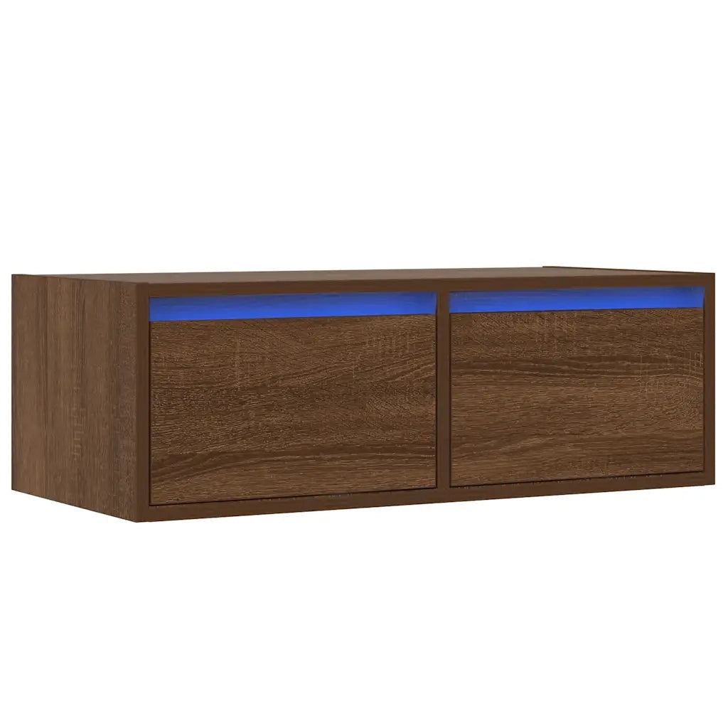 Mobile Porta TV con Luci LED-Mobile per TV-Credenza TV Rovere Marrone 75x35,5x25 cm