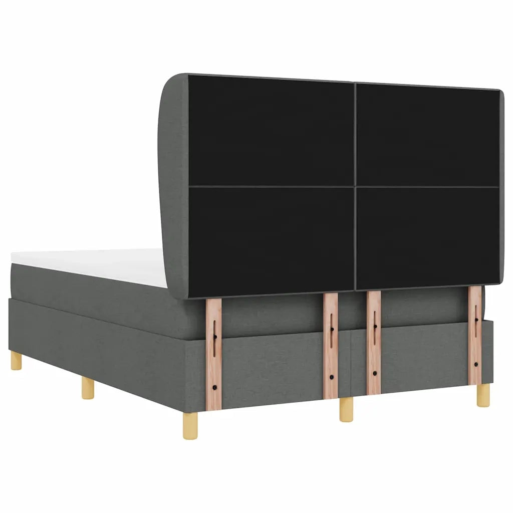 Letto a molle con materasso Grigio scuro 190 x 140 cm Tessuto 3340747