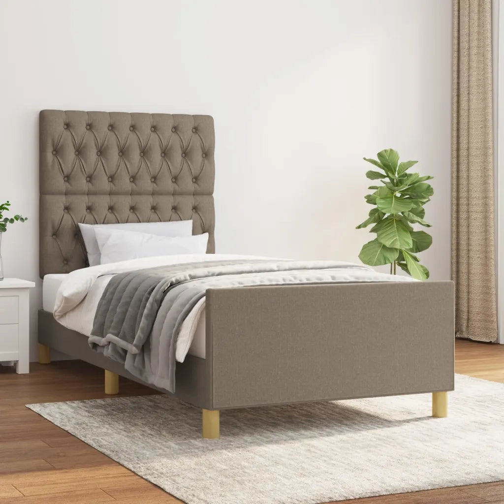 Letto singolo | Letto per adulti | Giroletto senza Materasso Tortora 90x200 cm Tessuto