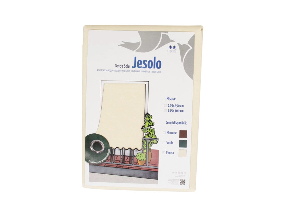 Tenda Da Sole A Caduta Per Esterno Balcone Casa Telo Ombra UV Modello Tinta Unita - 145x250 - Panna