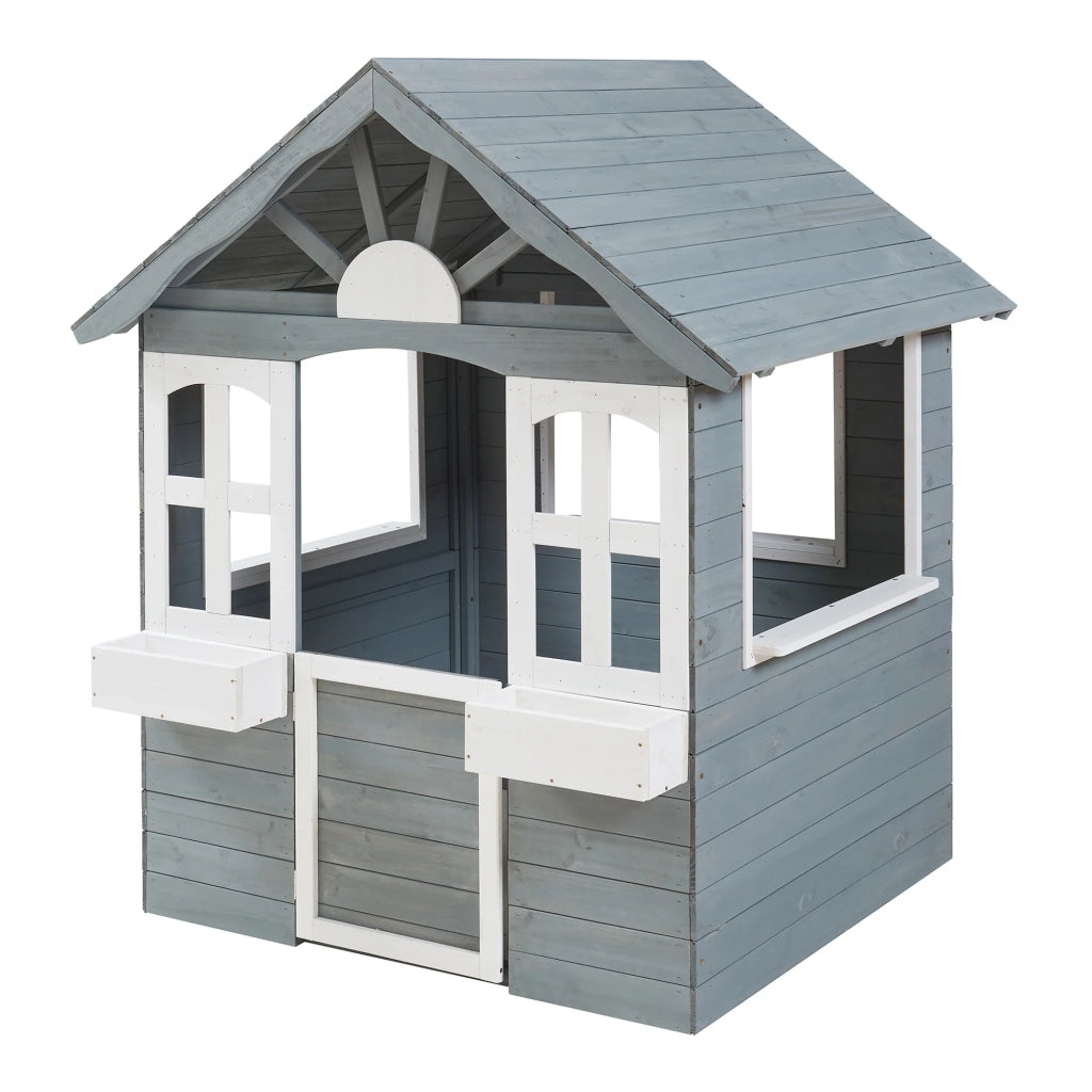 Casetta da gioco per esterni 138 x 120 x 102 cm grigio bianco legno di abete 03_0009087