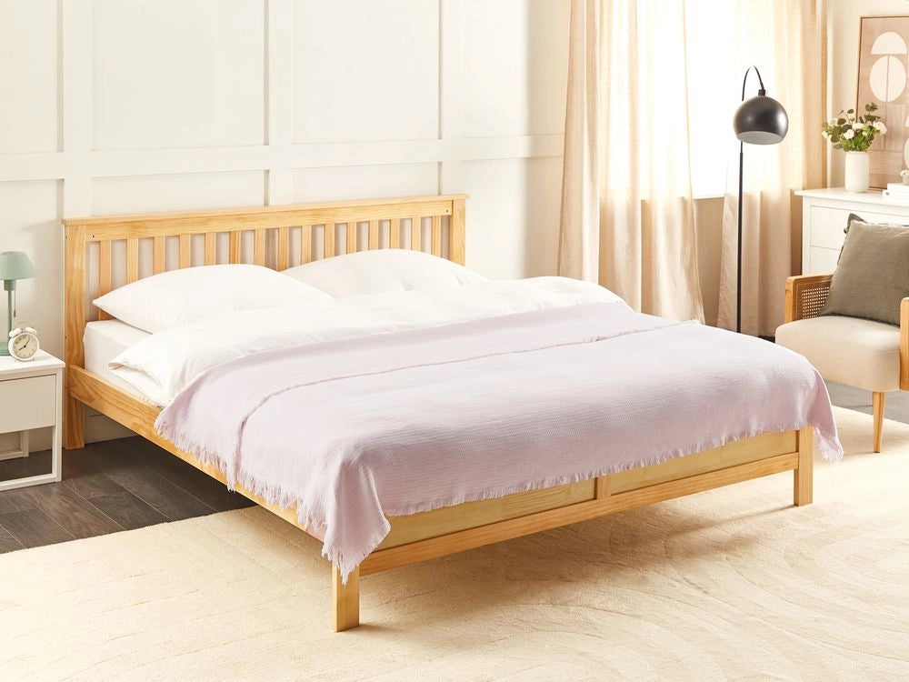 Copriletto decorativo in cotone rosa 150 x 200 cm biancheria da letto design classico camera da letto