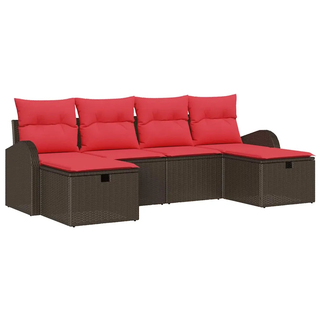 Set Divano da Giardino con cuscino 6 pcs Marrone polyrattan 3360455