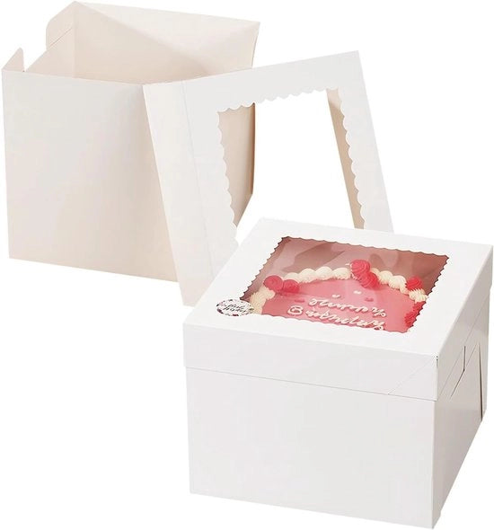 Set di 8 contenitori per dolci con finestra - foderati in carta riciclata - 20x20x20 cm