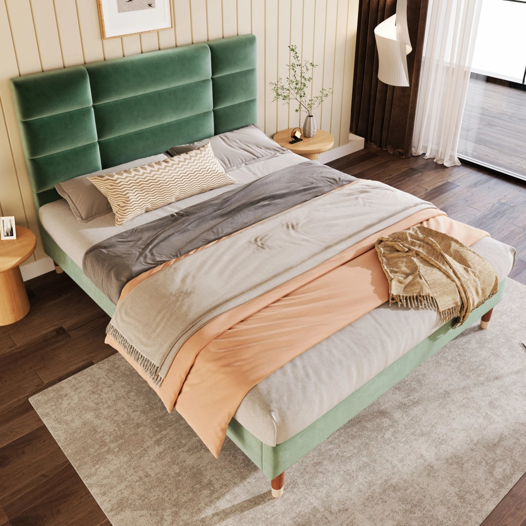 letto imbottito velluto verde 140x200 cm