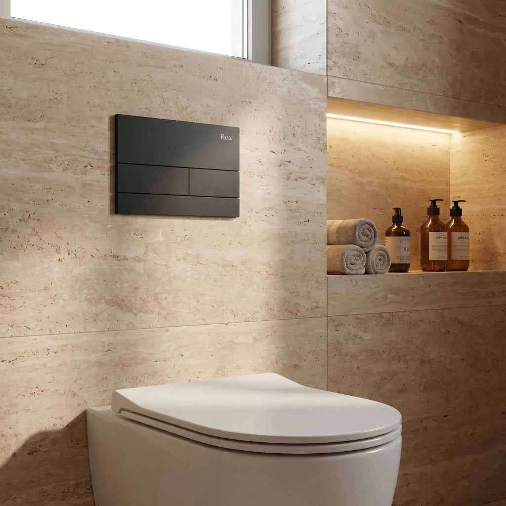 Set Telaio Da Incasso Per Wc Slim 024n Con Pulsante T Black Matt