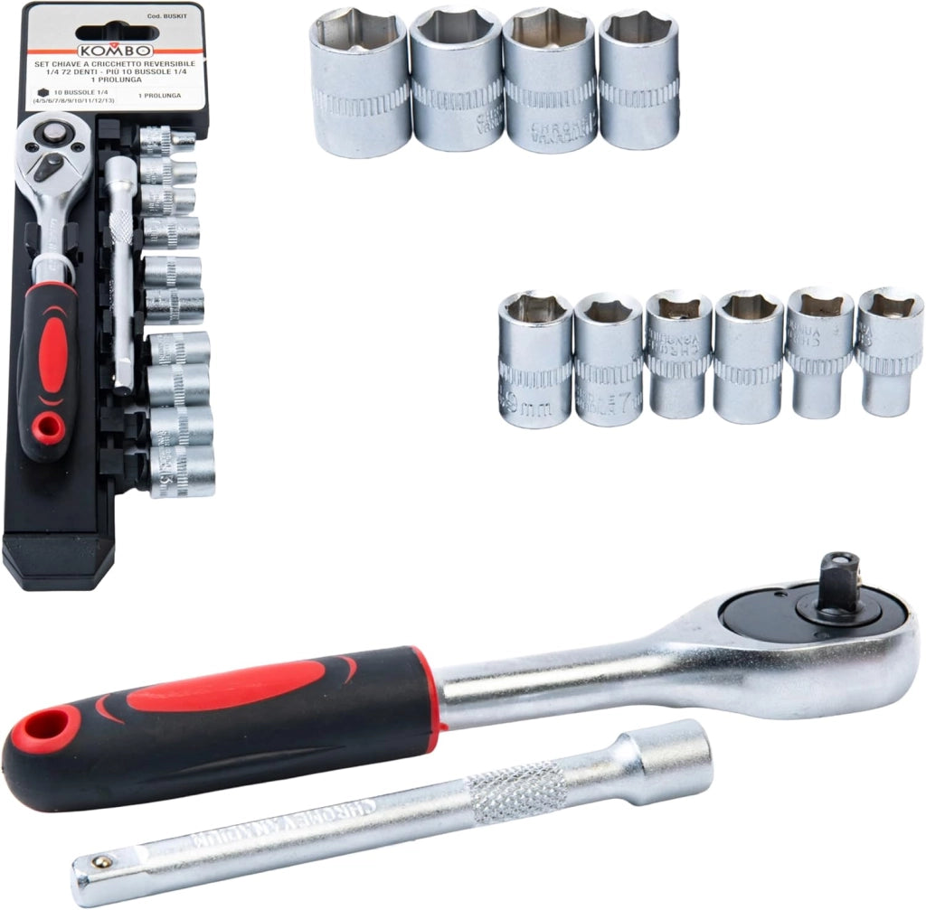 SET 12 CHIAVI A CRICCHETTO REVERSIBILE 1/4