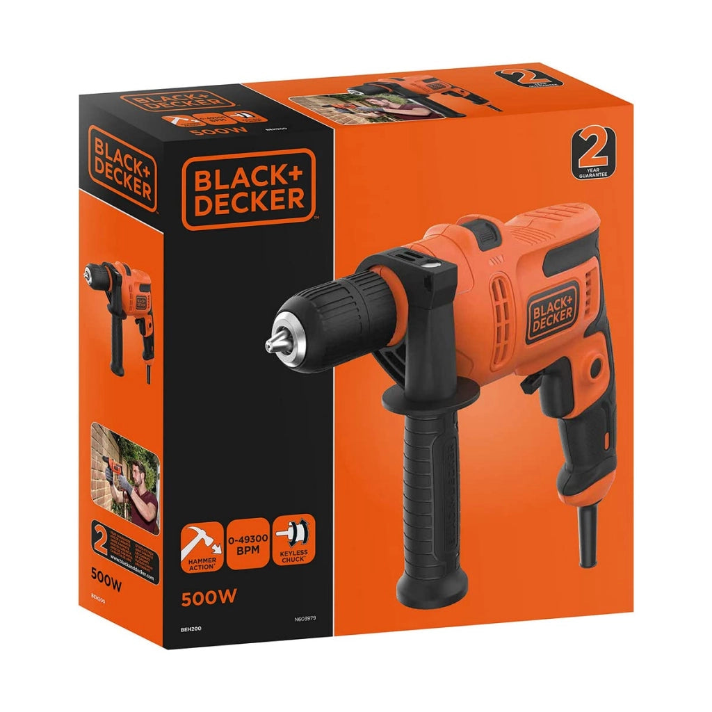 Trapano a Percussione BEH200 Qs 500 W Black+Decker