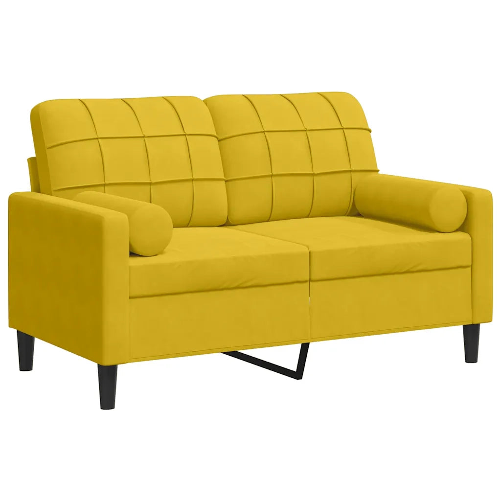 Divano a 2 Posti con Cuscini-Sofa 2 Posti con Cuscini Giallo 120 cm in Velluto 126446