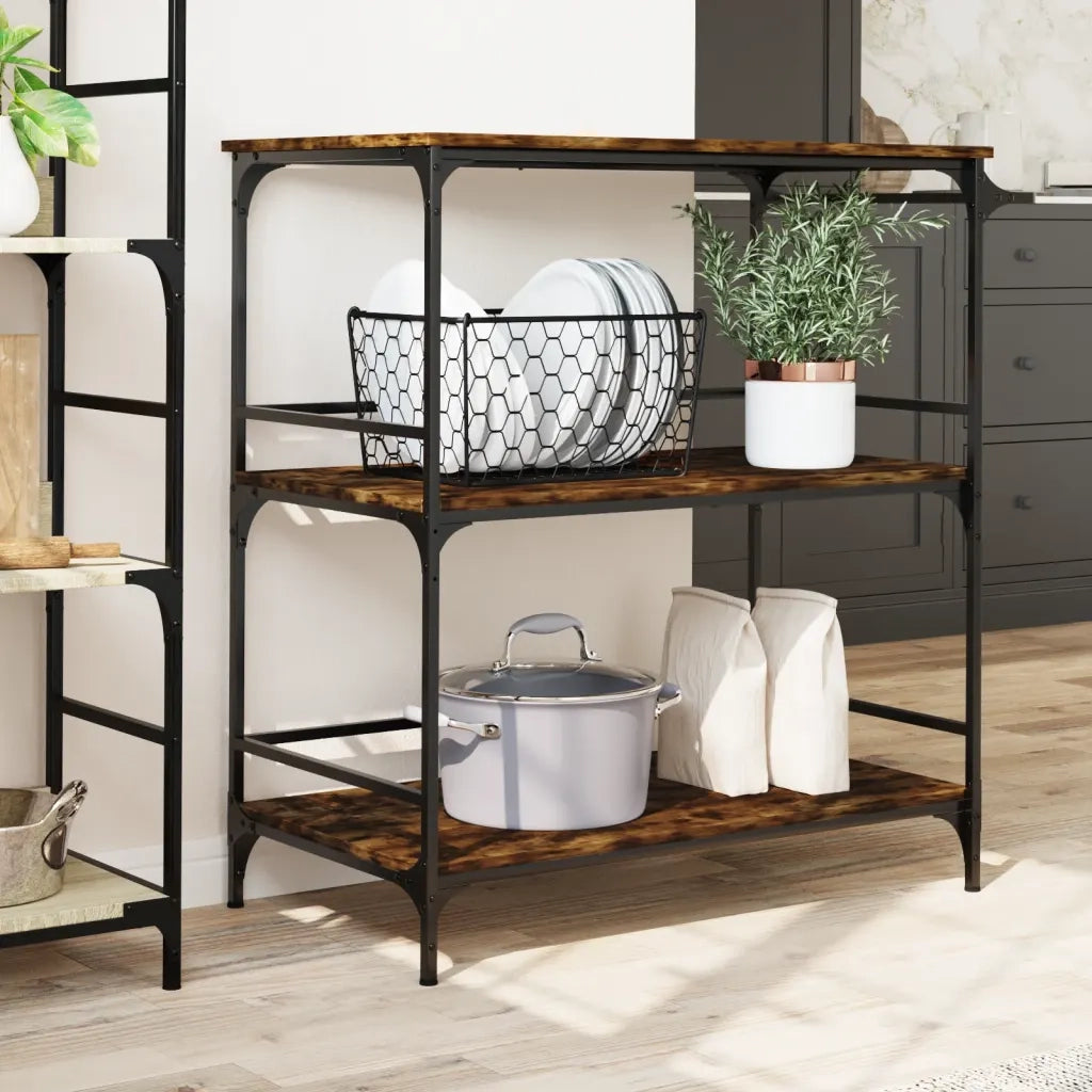 Carrello da Cucina Rovere Fumo 100,5x50x105cm Legno Multistrato CFW7260346
