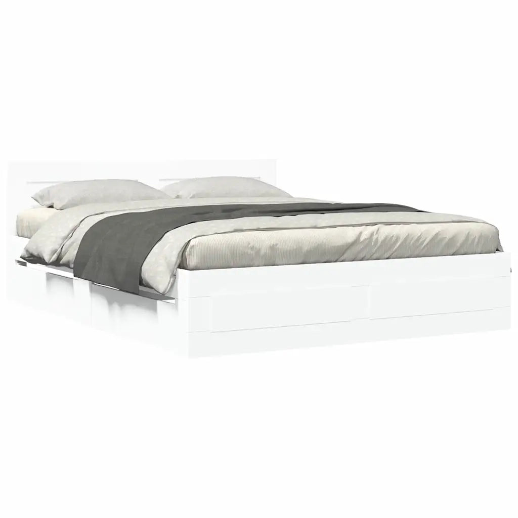 Struttura del letto 2 pcs Bianco 150 x 200 cm Legno multistrato 3402858