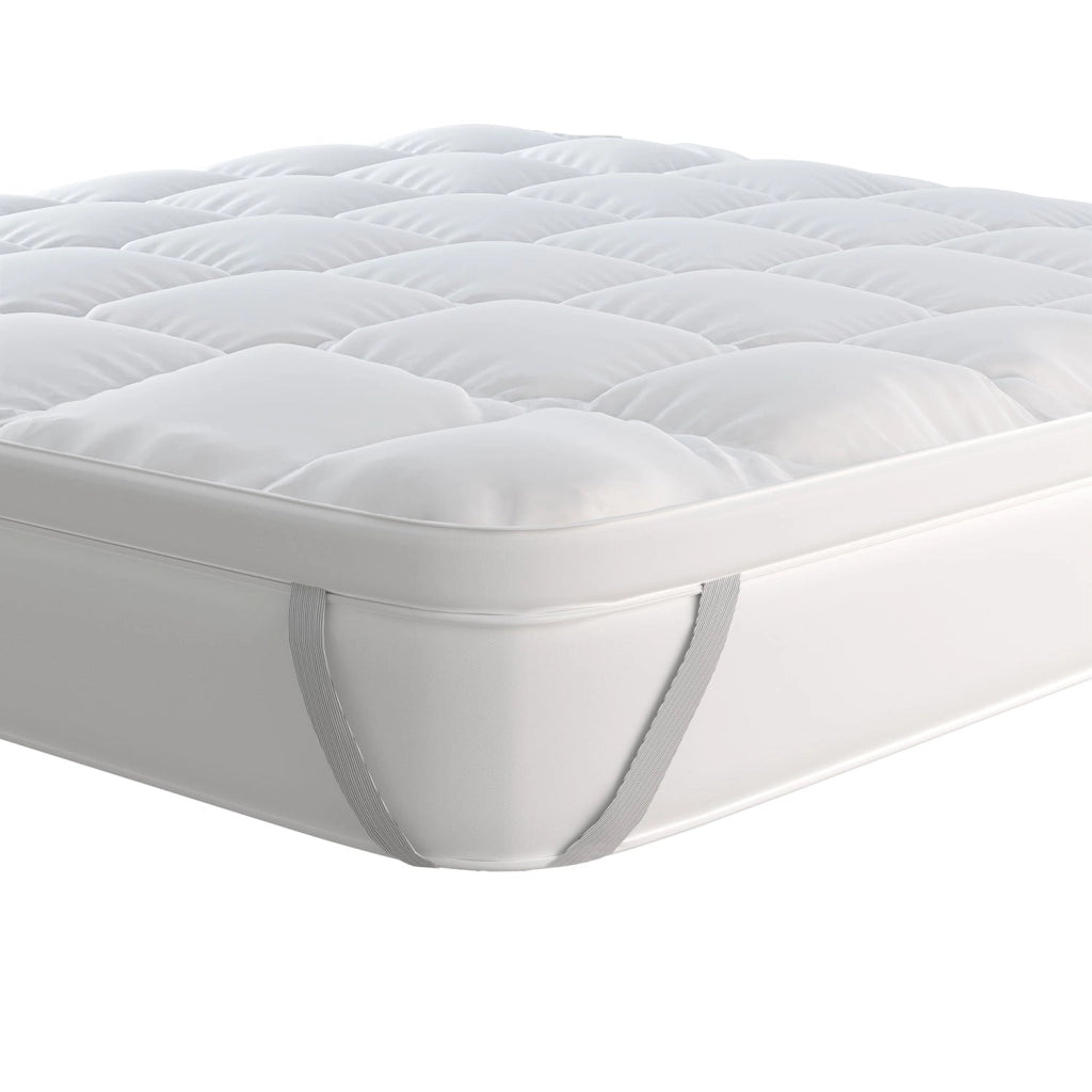 Topper One Matrimoniale 160 x 195 cm Imbottitura Effetto Piuma con Elastici in Cotone Bianco Varie Misure