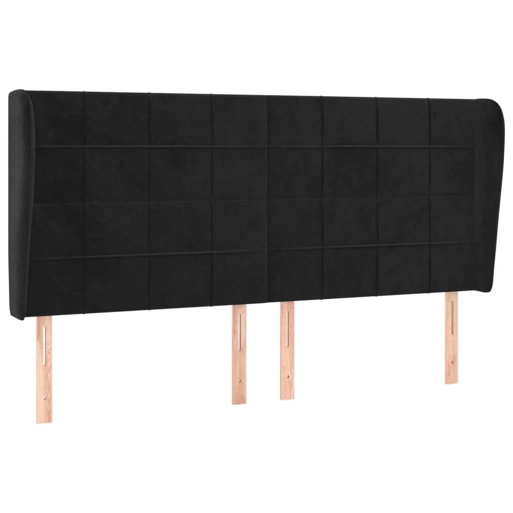 Testiera ad Orecchio Nera 203x23x118/128 cm in Velluto 3118024