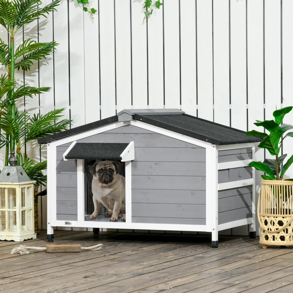 Casetta per Cani in Legno con Tetto e Base ¨C zephmum ¨C Grigio 97x72x65 cm