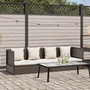 Lettino da Giardino con Cuscini in Polyrattan Marrone