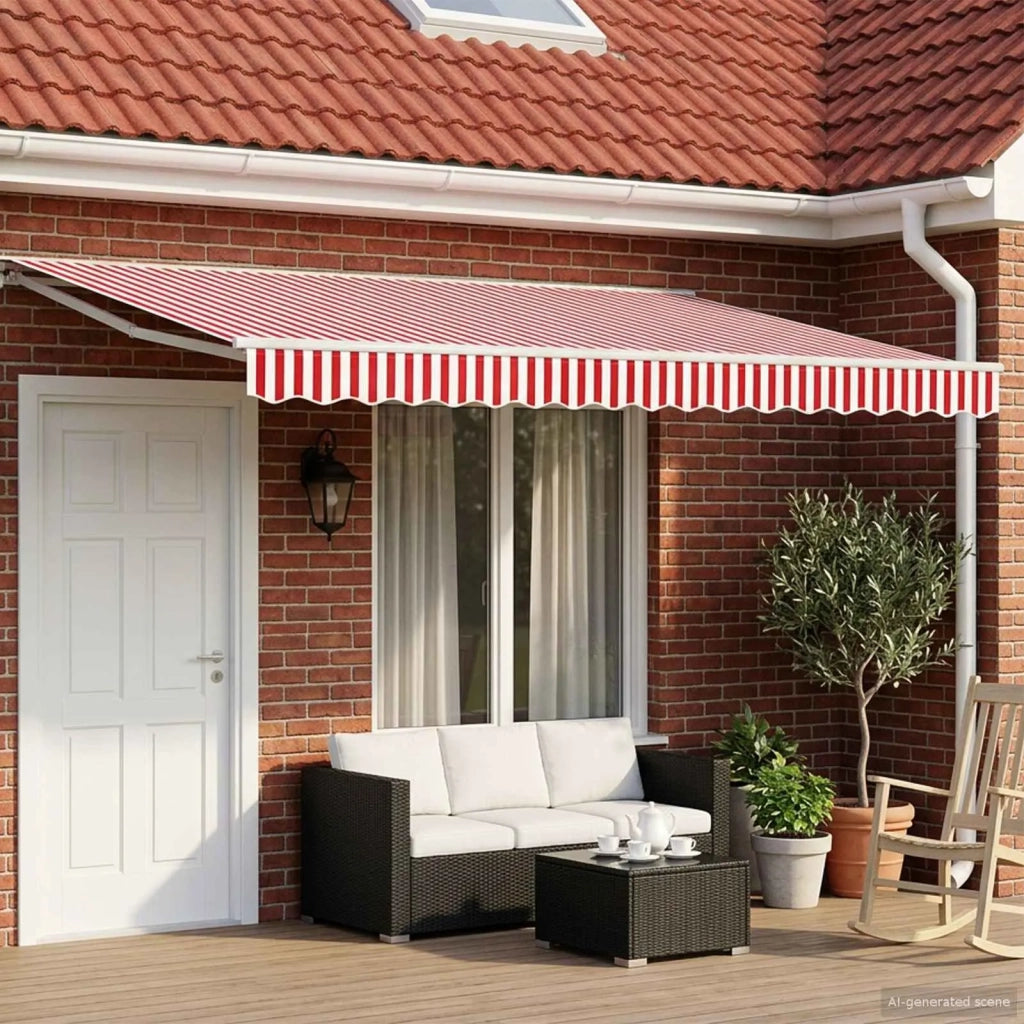 Cornice per Tenda Manuale con LED Rosso e Bianco 4 × 3,5 m 3420638