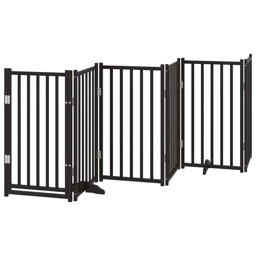 Cancelletto di sicurezza per animali domestici porta pieghevole 9 pannelli legno di pioppo nero 02_0023281