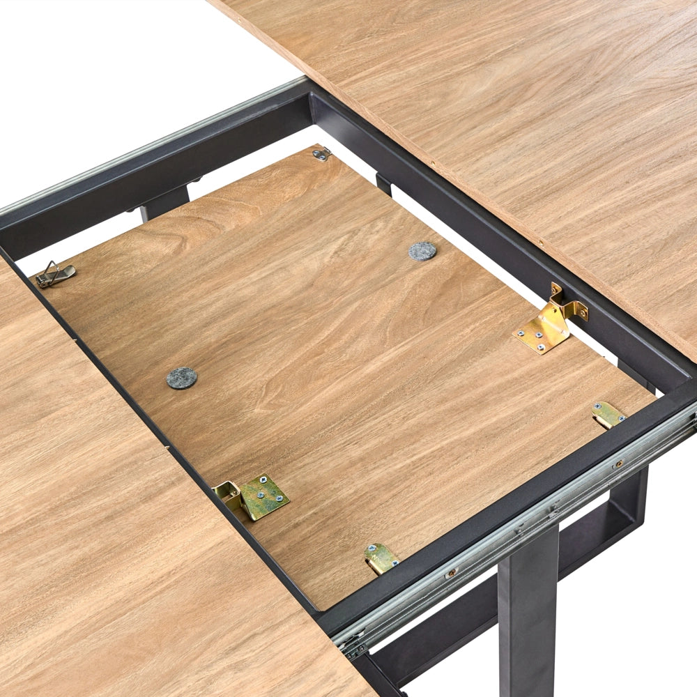 Tavolo da pranzo marrone nero MDF ferro 120/160 x 120 cm moderno quadrato allungabile gambe incrociate a X meccanismo a farfalla