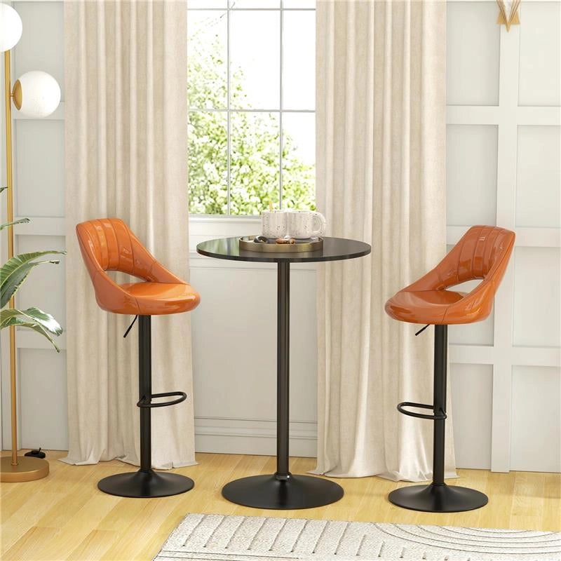TAVOLO ALTO DA BAR MODERNO ROTONDO CON BASE IN ACCIAIO E PIANO IN MDF, Ø70X102CM, NERO