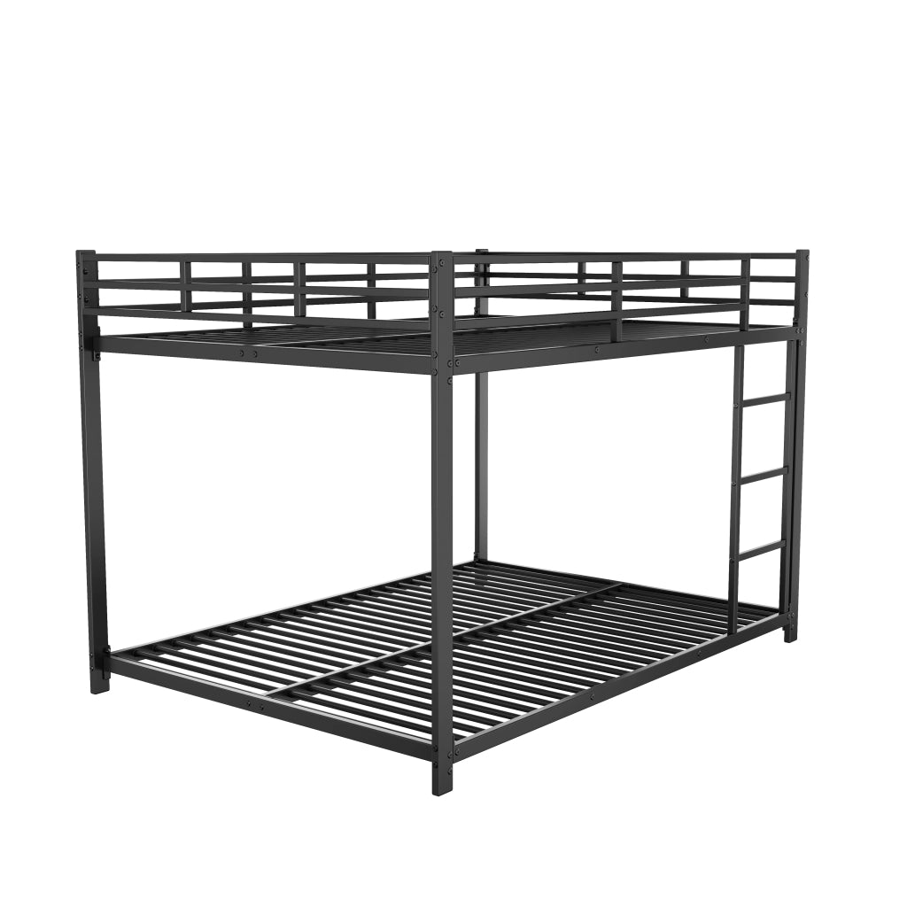 Letto a castello in metallo 140x200 cm, struttura nera classica, per bambini, con reti a doghe