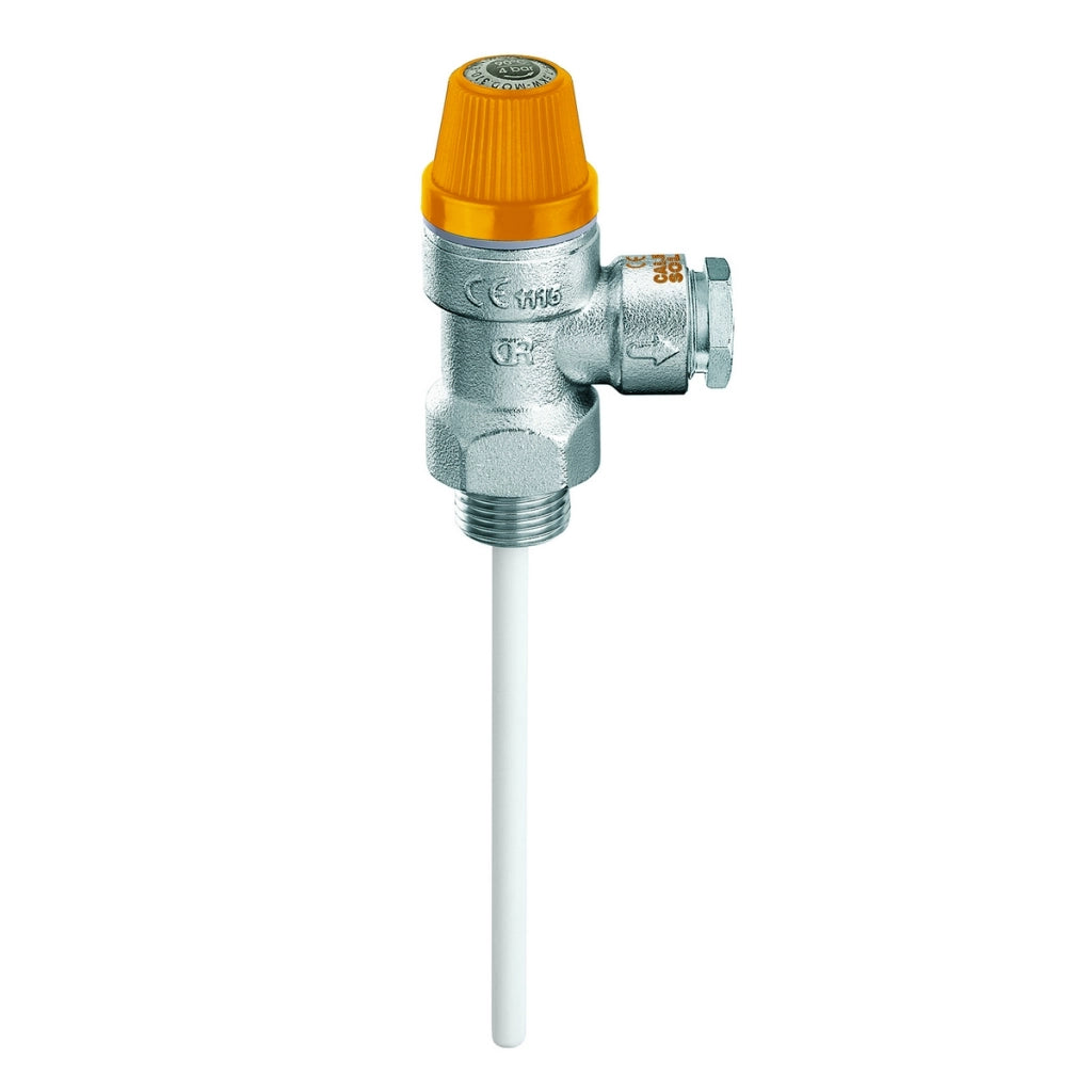 VALVOLA DI SICUREZZA COMBINATA TEMPERATURA E PRESSIONE- M 1/2 x Diam. 15   6 bar- CALEF- pezzi 1