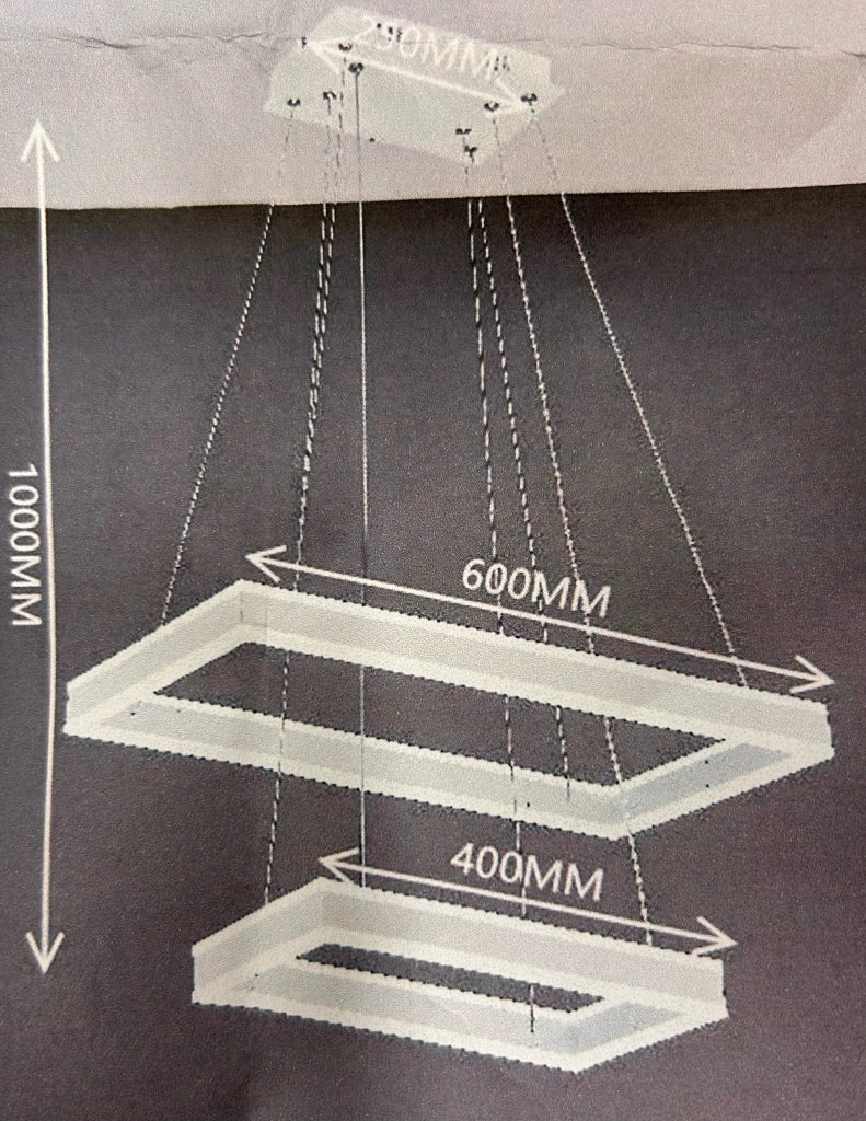 Lampadario a sospensione LED con illuminazione interna dimmerabile a tre tonalità di luce, 64W, per interni domestici e commerciali