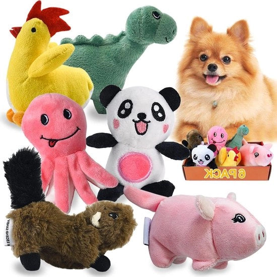 Pakchet di giocattoli per cani cuccioli: 6 pezzi di giocattoli di peluche con suoni di animali