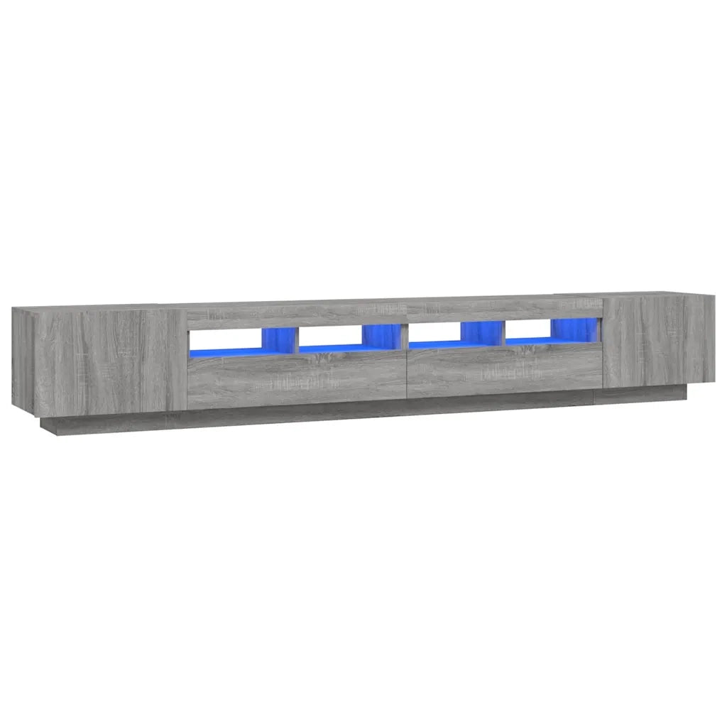 Set Mobili TV 3 pz con Luci LED-Set di 3 Credenza per TV Grigio Sonoma Legno Multistrato 158325