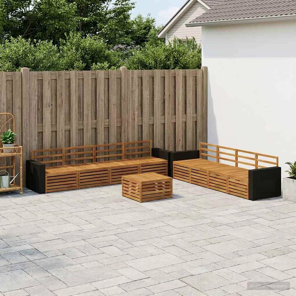 Set di divani da esterno 9 pz Naturale Legno massello di acacia 3383182