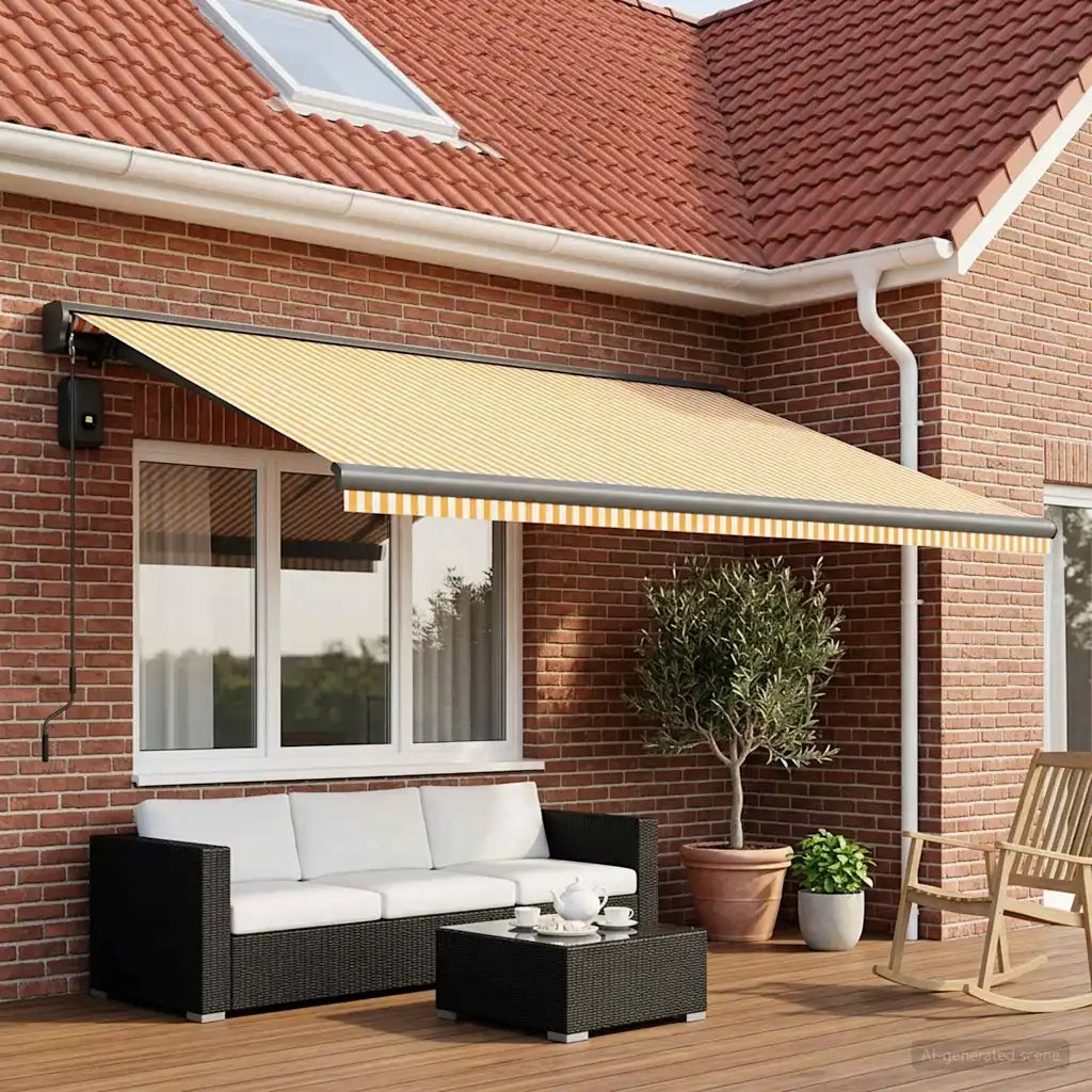 Telo di ricambio per tenda da sole Giallo e Bianco 450 × 300 cm 3444213