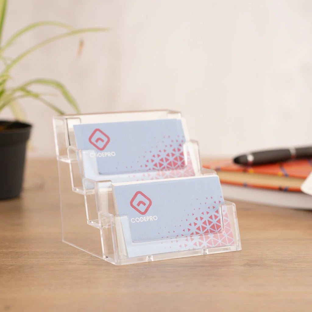 Espositore Porta biglietti da visita 4 tasche da banco
