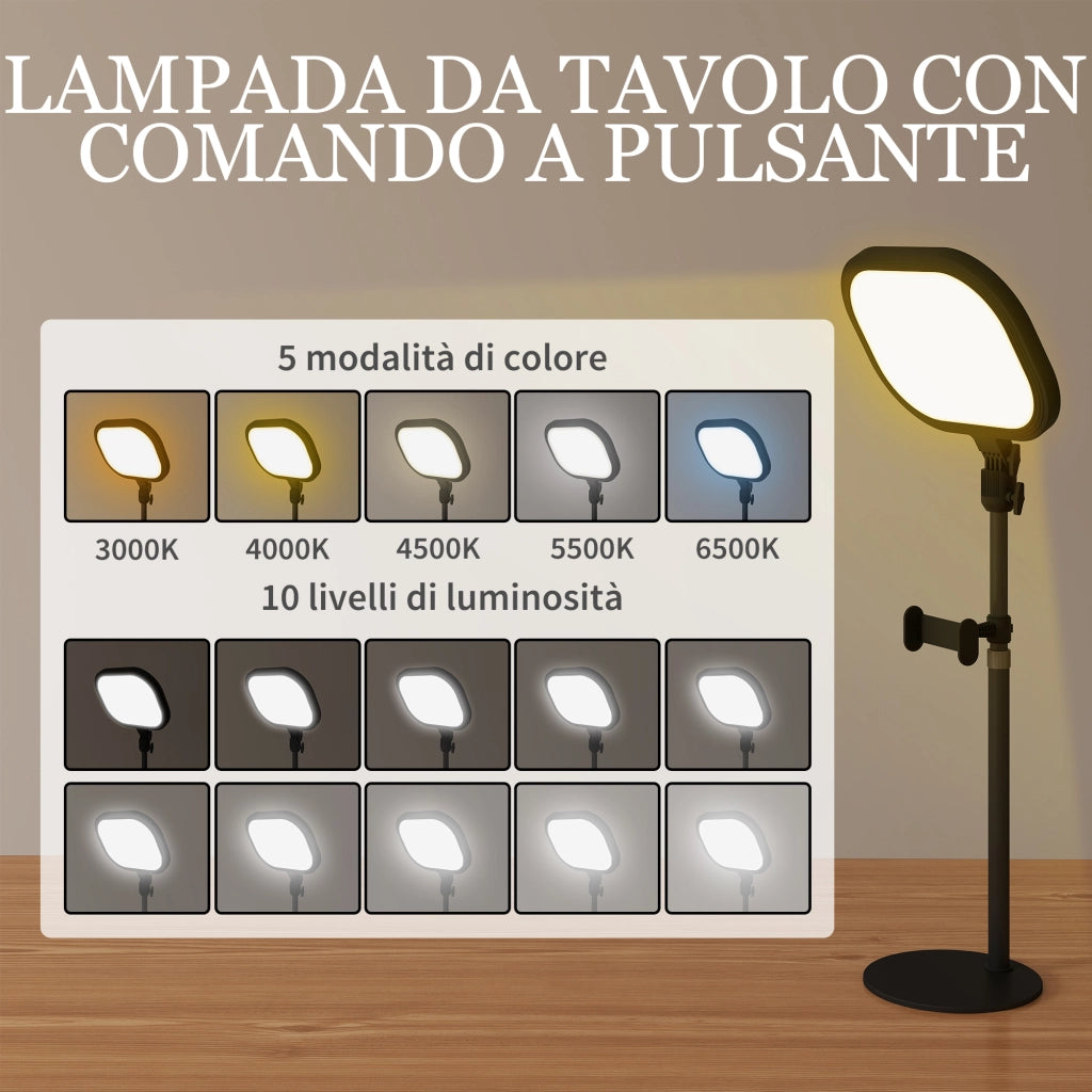 Lampada da Scrivania LED con Supporto per Telefono ¨C Minimal ¨C Nero