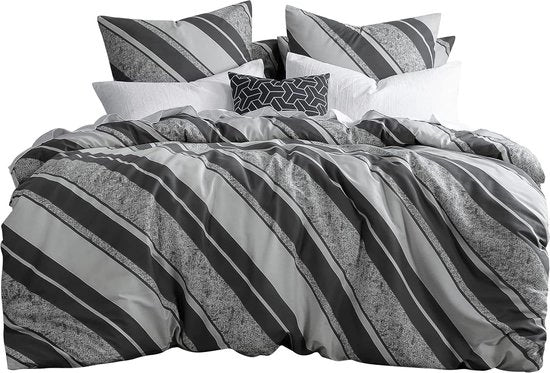 Set di coperte 200x220 cm 3 pezzi a strisce, coperta a strisce 220x200 cm 50% cotone 50% poliestere.