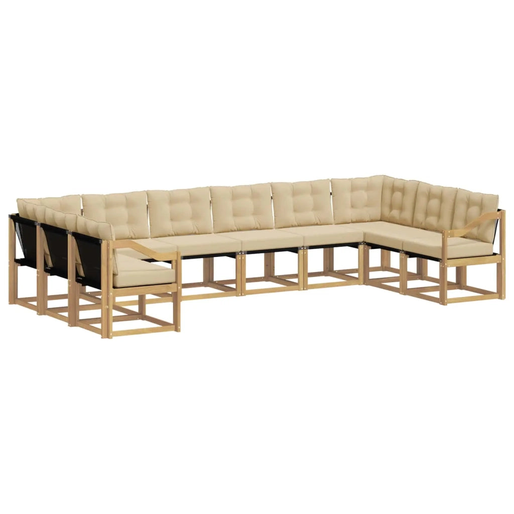 Set di divani da esterno 10 pz Bianco e Beige 3389919