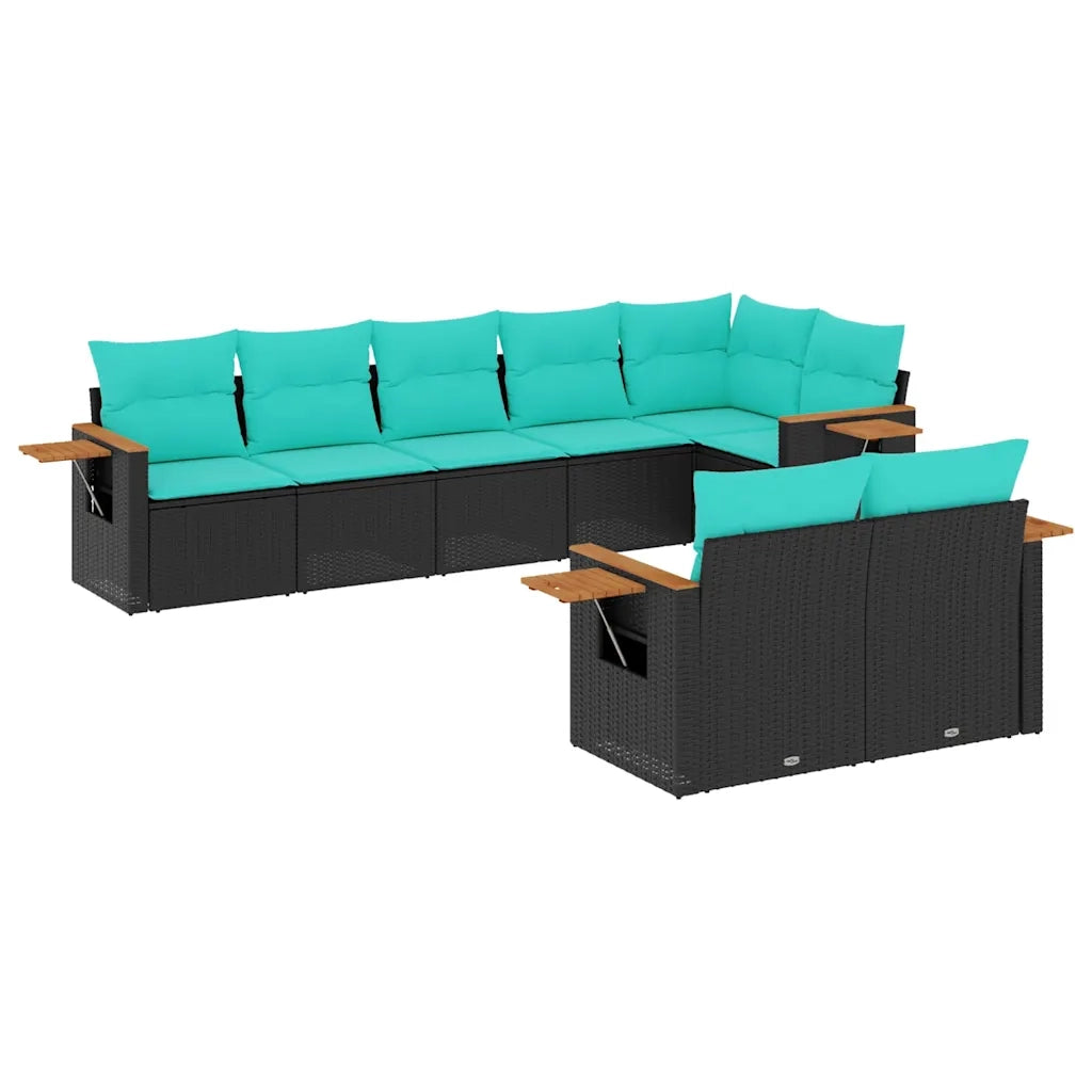Set Divani da Giardino con Cuscini 8 pz Nero in Polyrattan 3226988