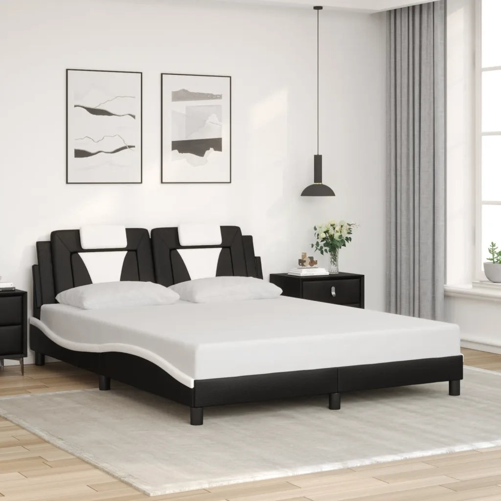 Giroletto Viana con LED senza Materasso Nero e Bianco 160x200 cm 3214034