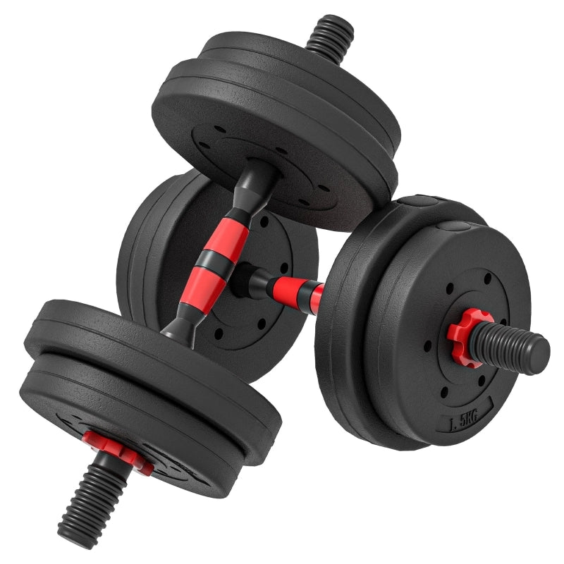 Set di manubri 2 in 1, bilancieri regolabili corti e lunghi da 15 kg, allenamento di forza professionale con manubri, nero