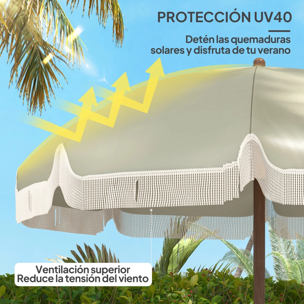 Ombrellone da Giardino con Frange ¨C Minimal ¨C Verde ?190x210 cm