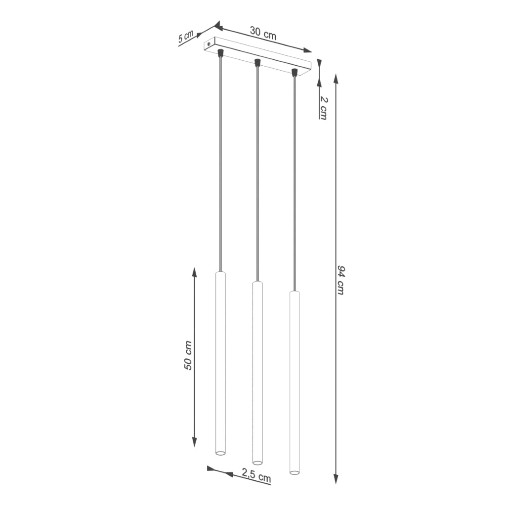 Lampada a sospensione Pastelo Ocean Green a 3 luci in acciaio moderno beige 30x5x94cm