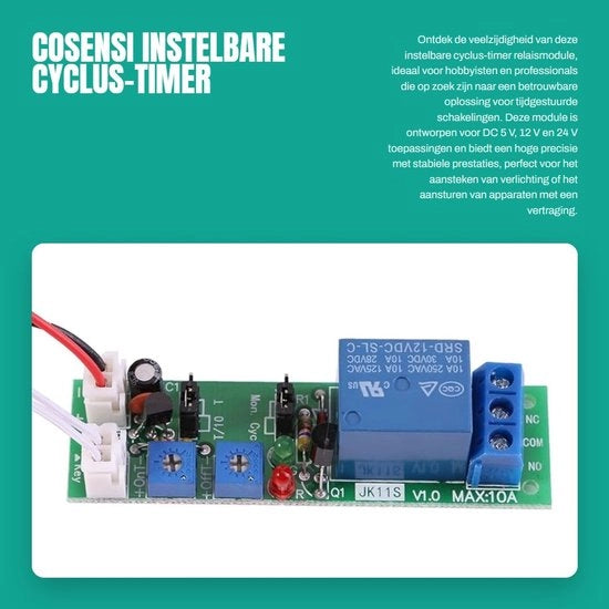 Timer instelabile con modi 2 - Precisione alta - Ritardo a/v - Relais modulo - Schiacciata a tempo
