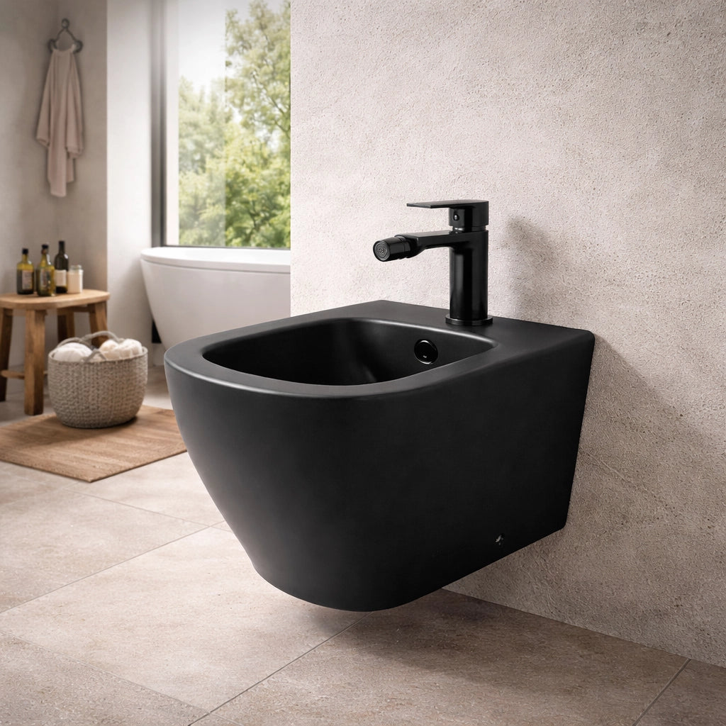 Rubinetto Bidet Nero Monocomando Ottone Design Moderno Aeratore Orientabile 94008