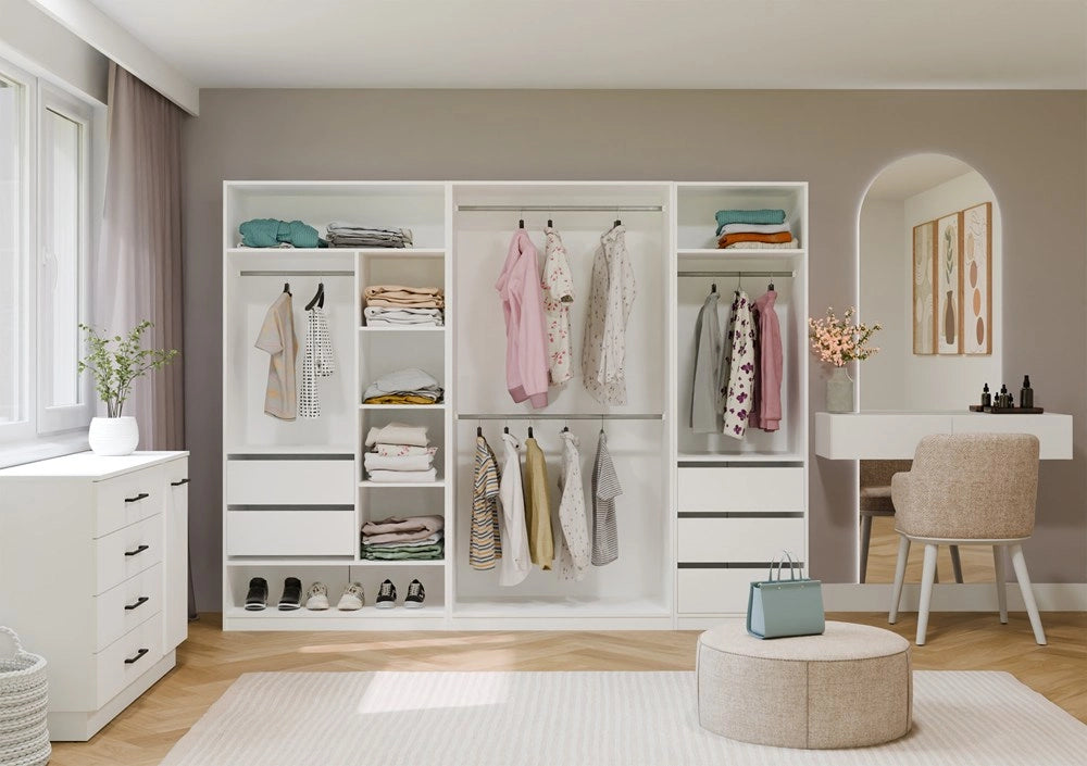 Modulo cassetti OPENO 2sz 2 cassetti bianco per guardaroba per camera da letto